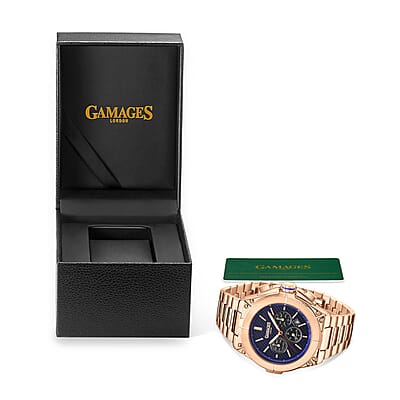 Gamages of London Limited Edition Hand Assembled Endurance Sports Automatic Movement Watch in ION Plated RG Stainless Steel 47.30mm with FREE GIFT PEN