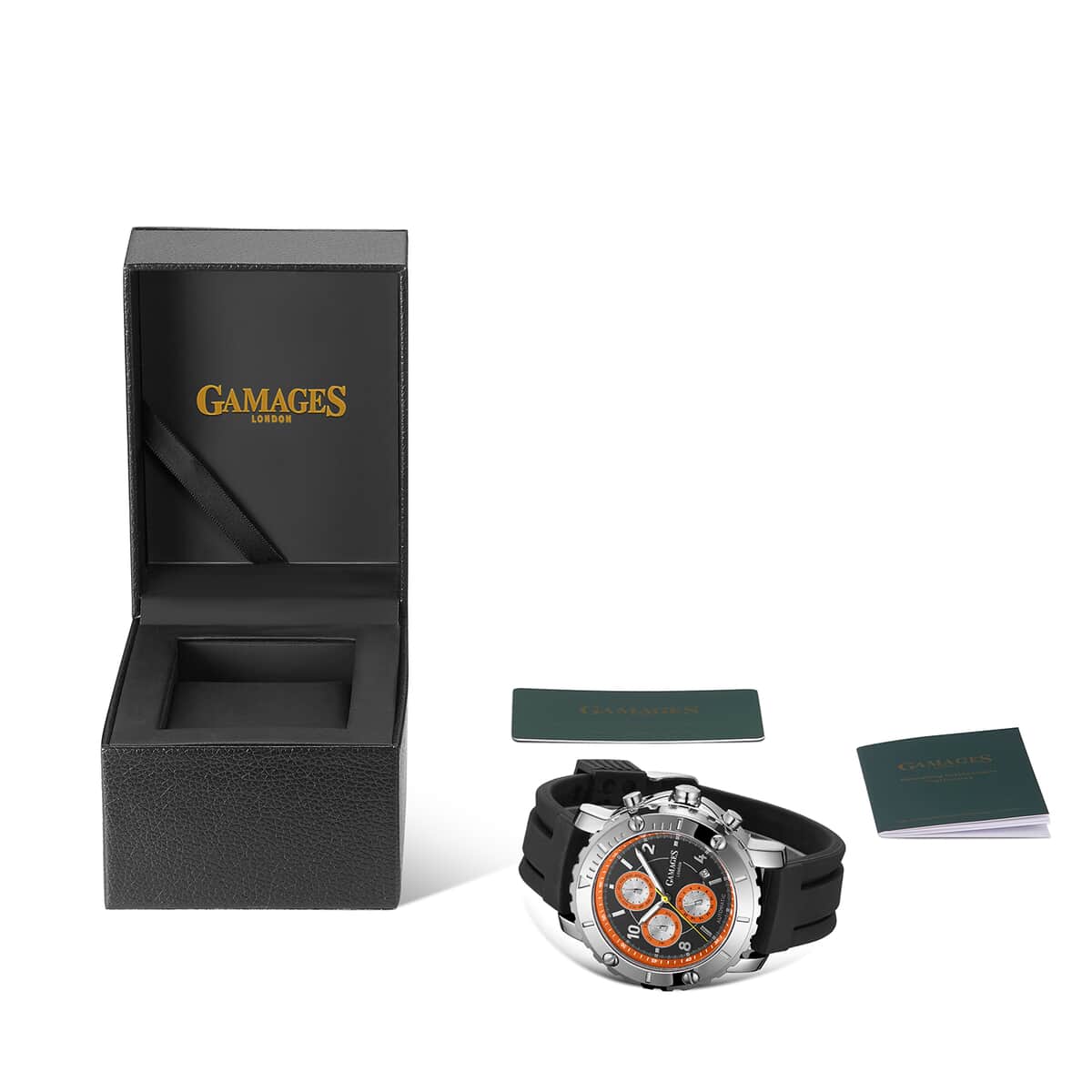 GAMAGES OF LONDON Limited Edition Hand Assembled Innovator Automatic Movement Silicone Strap Watch in Orange (45mm) FREE GIFT PEN image number 4