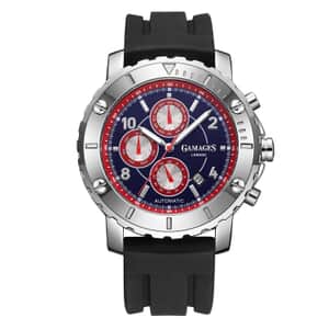GAMAGES OF LONDON Limited Edition Hand Assembled Innovator Automatic Movement Silicone Strap Watch in Red (45mm) FREE GIFT PEN