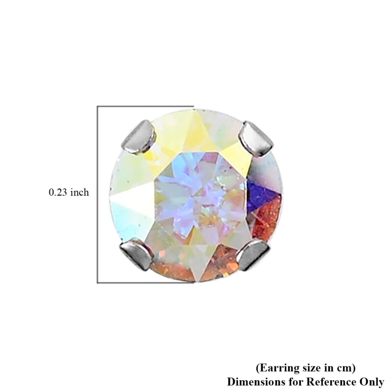 10K White Gold Aurora Borealis Crystal Stud Earrings
