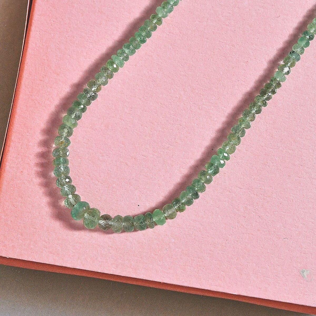 14K Yellow Gold Boyaca Colombian Emerald Beaded Necklace 18 Inches 40.00 ctw image number 1