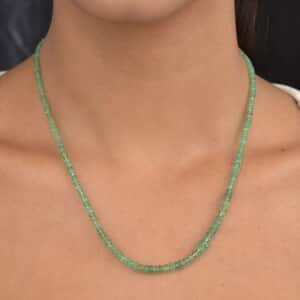 14K Yellow Gold Boyaca Colombian Emerald Beaded Necklace 18 Inches 40.00 ctw