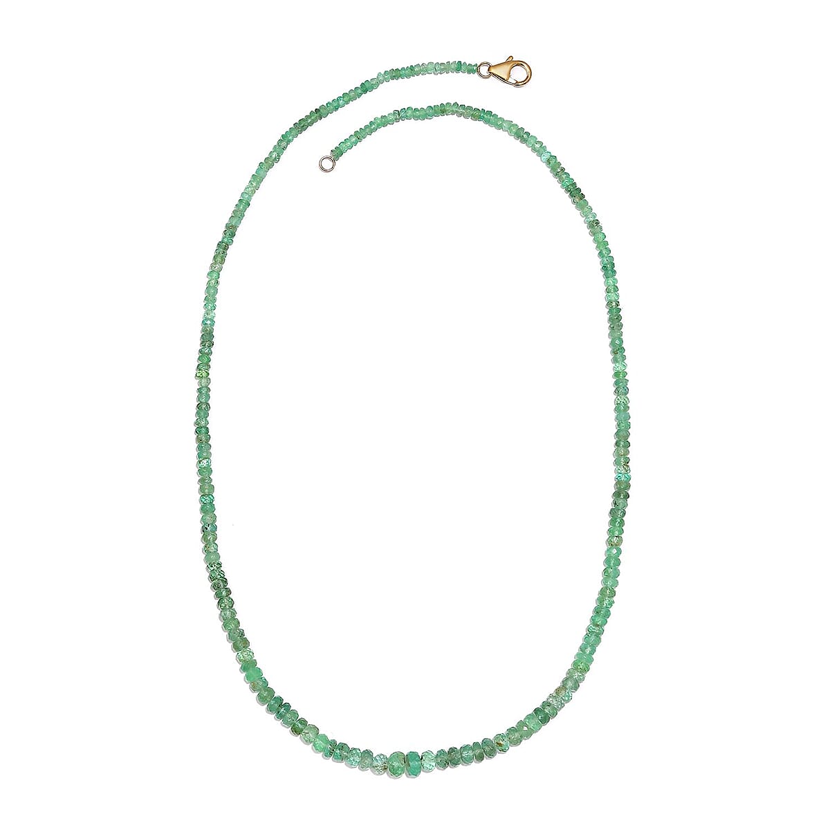 14K Yellow Gold Boyaca Colombian Emerald Beaded Necklace 18 Inches 40.00 ctw image number 3