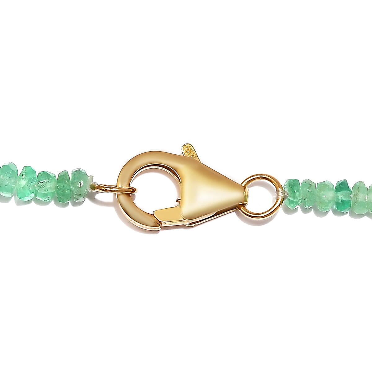 14K Yellow Gold Boyaca Colombian Emerald Beaded Necklace 18 Inches 40.00 ctw image number 4