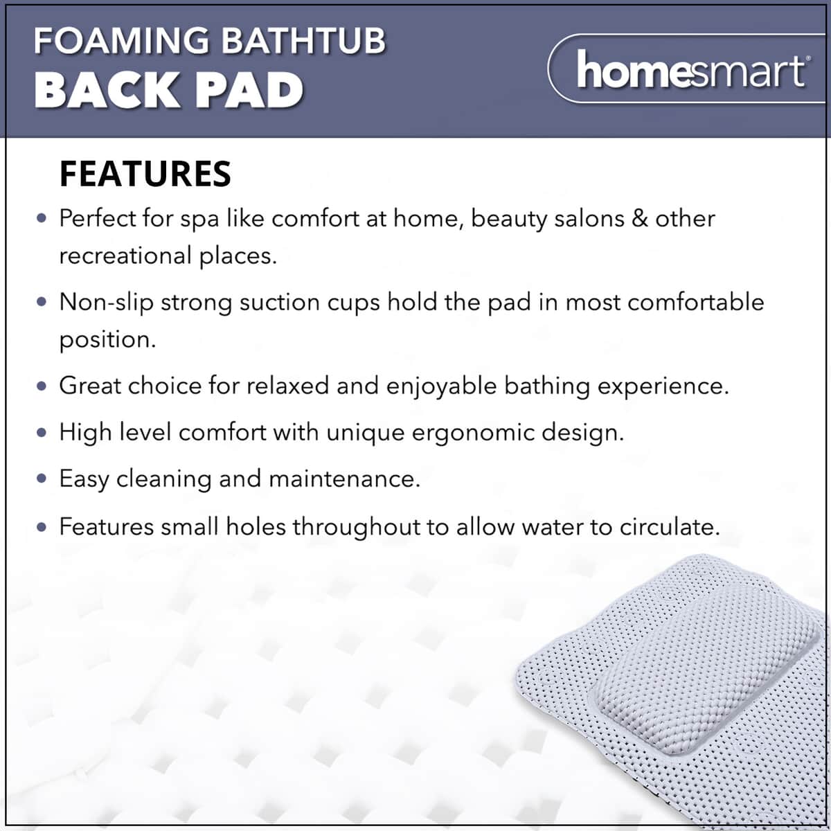 Homesmart White Foaming Bathtub Back Pad image number 2