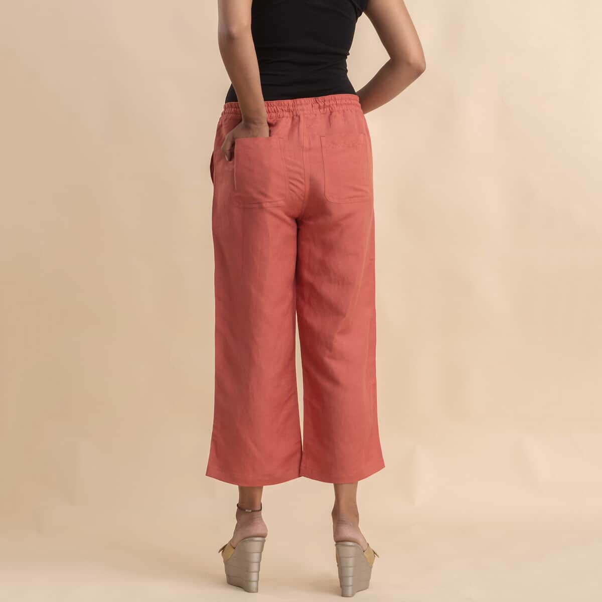 JOVIE Coral Linen Wide Leg Capri with Drawstring - XXL image number 1