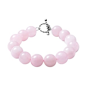 Galilea Rose Quartz Beaded Bracelet in Stainless Steel (7.50 In) 273.50 ctw