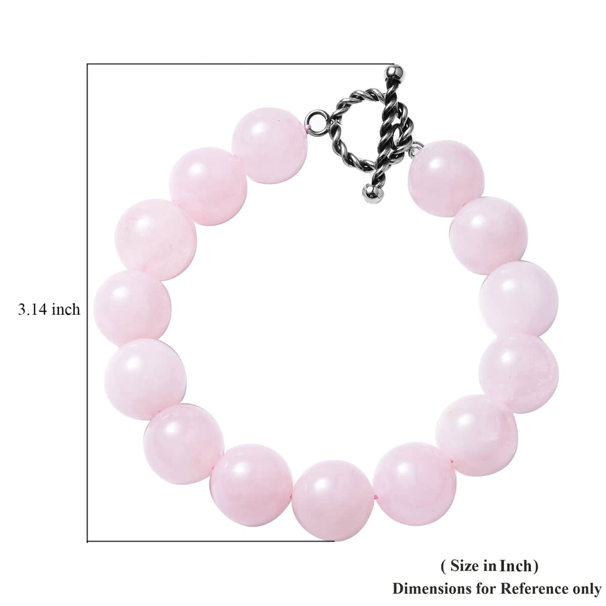 Galilea Rose Quartz Beaded Bracelet in Stainless Steel (7.50 In) 273.50 ctw image number 3