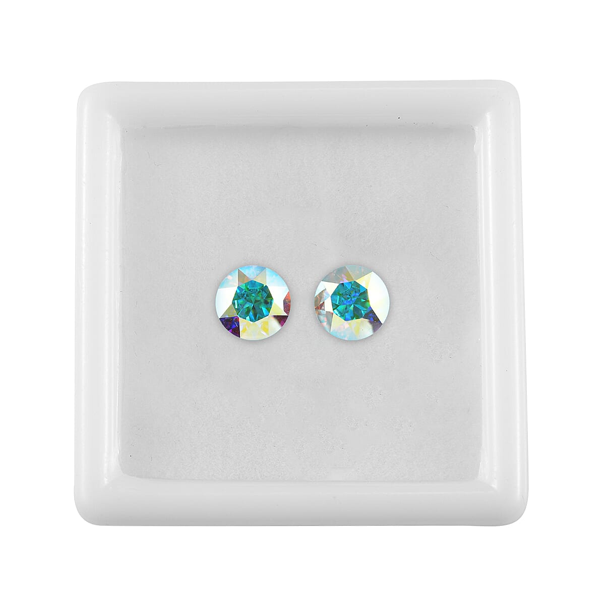 Aurora Borealis Crystal Set of 2 (Rnd 8 mm) 3.32 ctw image number 2