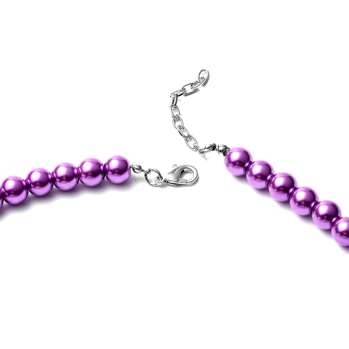 Simulated Purple Pearl and White Austrian Crystal Elegant BIB Necklace 20 Inches in Silvertone image number 2
