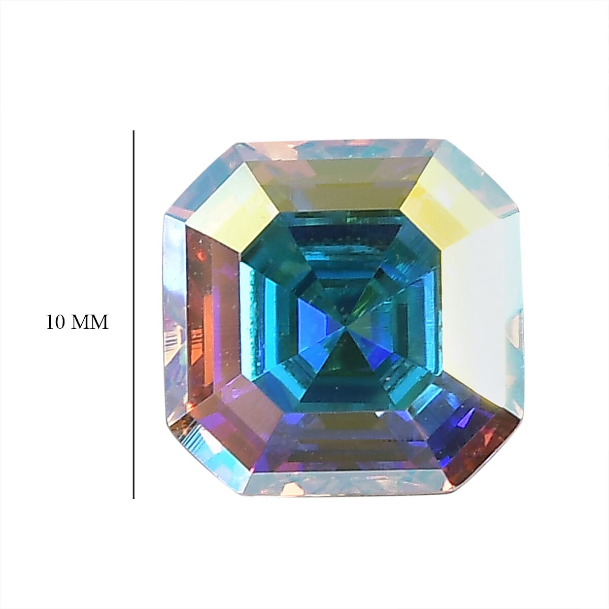 Asscher Cut Aurora Borealis Crystal (Oct 10x10 mm) 4.44 ctw image number 3