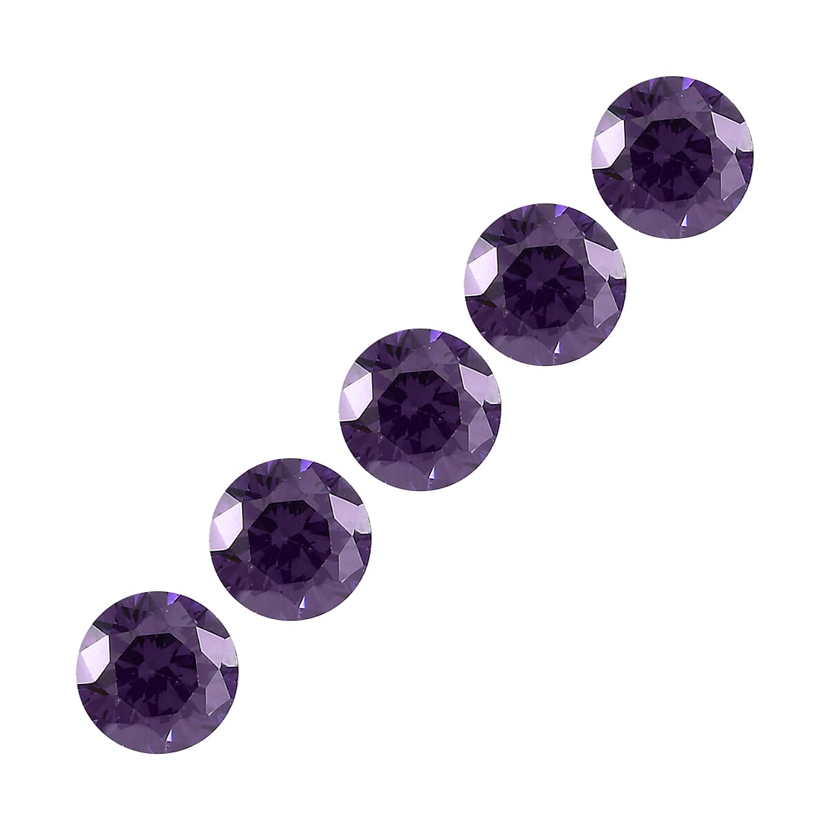 Simulated Amethyst Diamond Set of 5 (Rnd 4.5 mm) 3.06 ctw image number 0