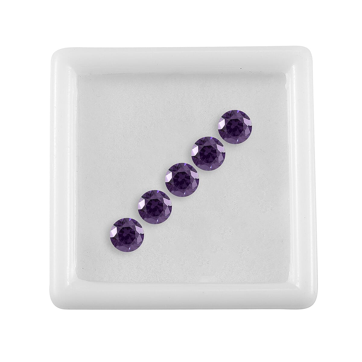 Simulated Amethyst Diamond Set of 5 (Rnd 4.5 mm) 3.06 ctw image number 2