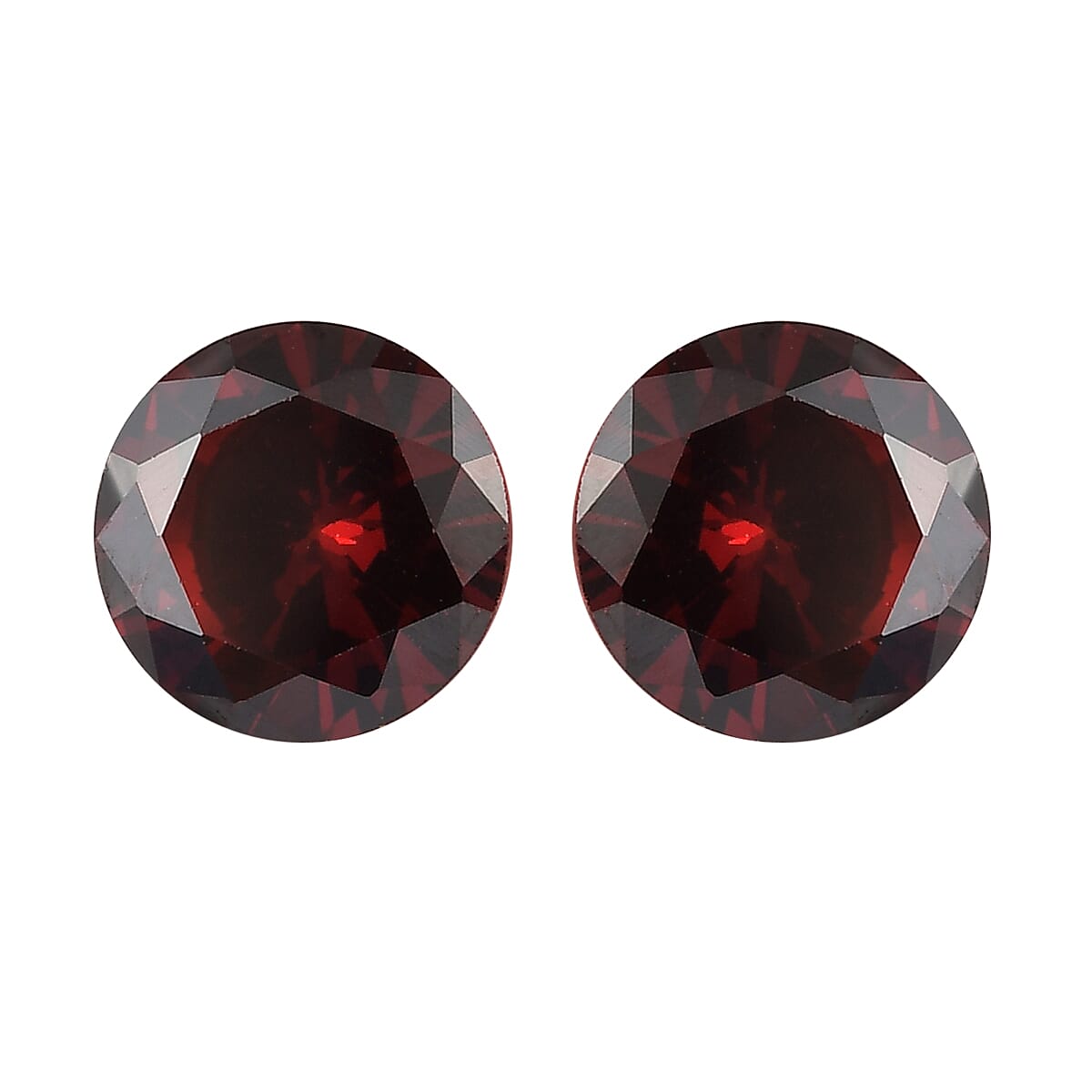 Simulated Garnet Color Diamond Set of 2 (Rnd 6 mm) 2.57 ctw image number 0