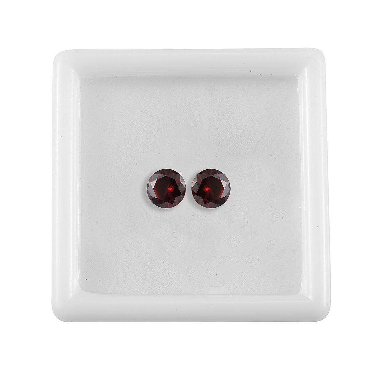 Simulated Garnet Color Diamond Set of 2 (Rnd 6 mm) 2.57 ctw image number 2