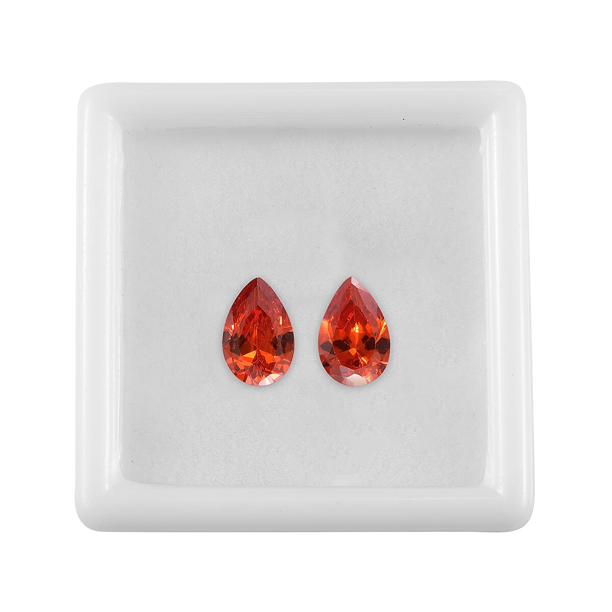 Simulated Orange Diamond Set of 2 (Pear 9x6 mm) 4.02 ctw image number 2