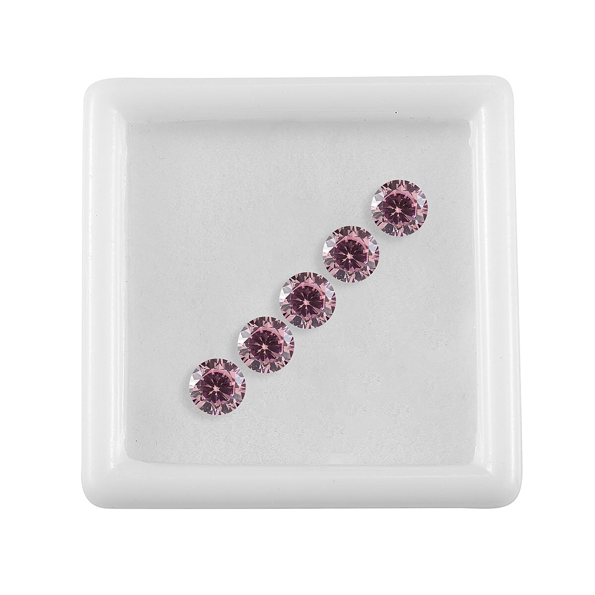 Simulated Pink Diamond Set of 5 (Rnd 4.5 mm) 3.20 ctw image number 2
