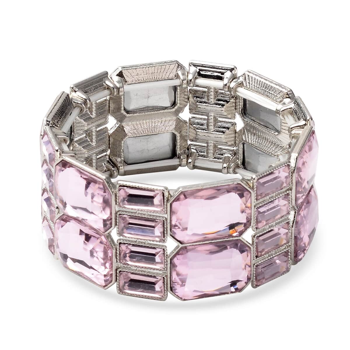 Simulated Pink Diamond Bracelet in Silvertone (6.50 In) image number 0