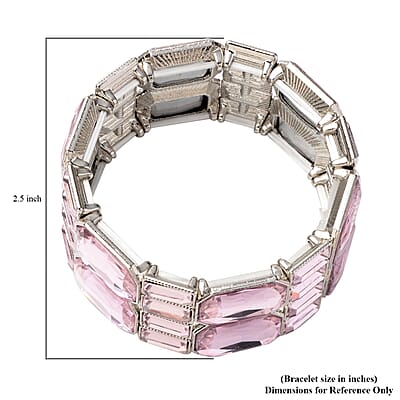 Simulated Pink Diamond Bracelet in Silvertone (6.50 In)