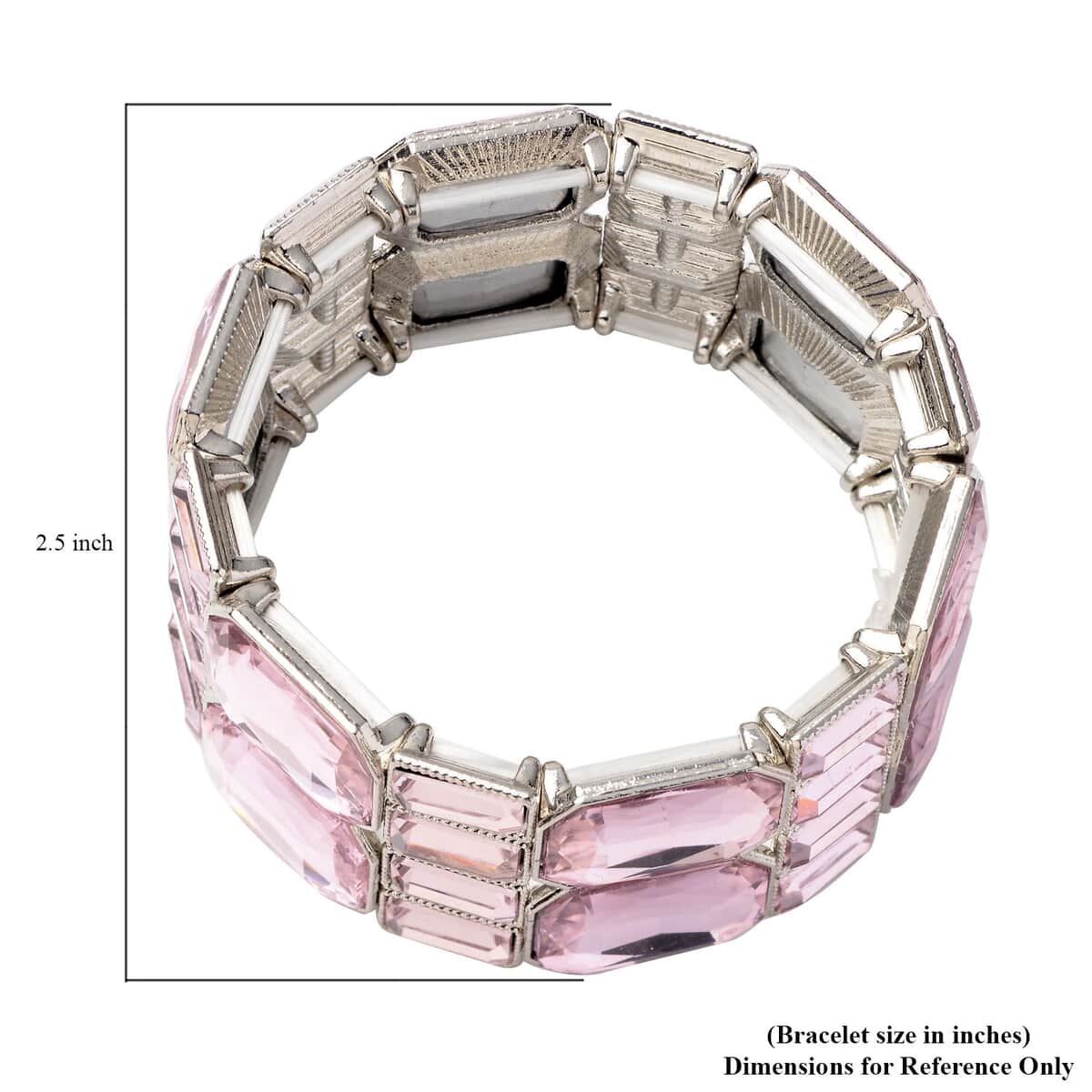 Simulated Pink Diamond Bracelet in Silvertone (6.50 In) image number 2