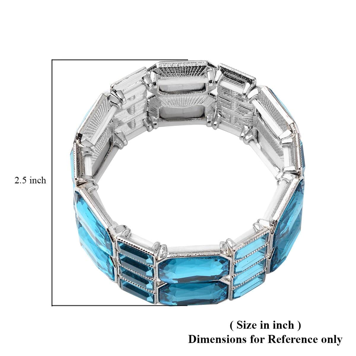 Simulated Light Blue Diamond Bracelet in Silvertone (6.50 In) image number 2