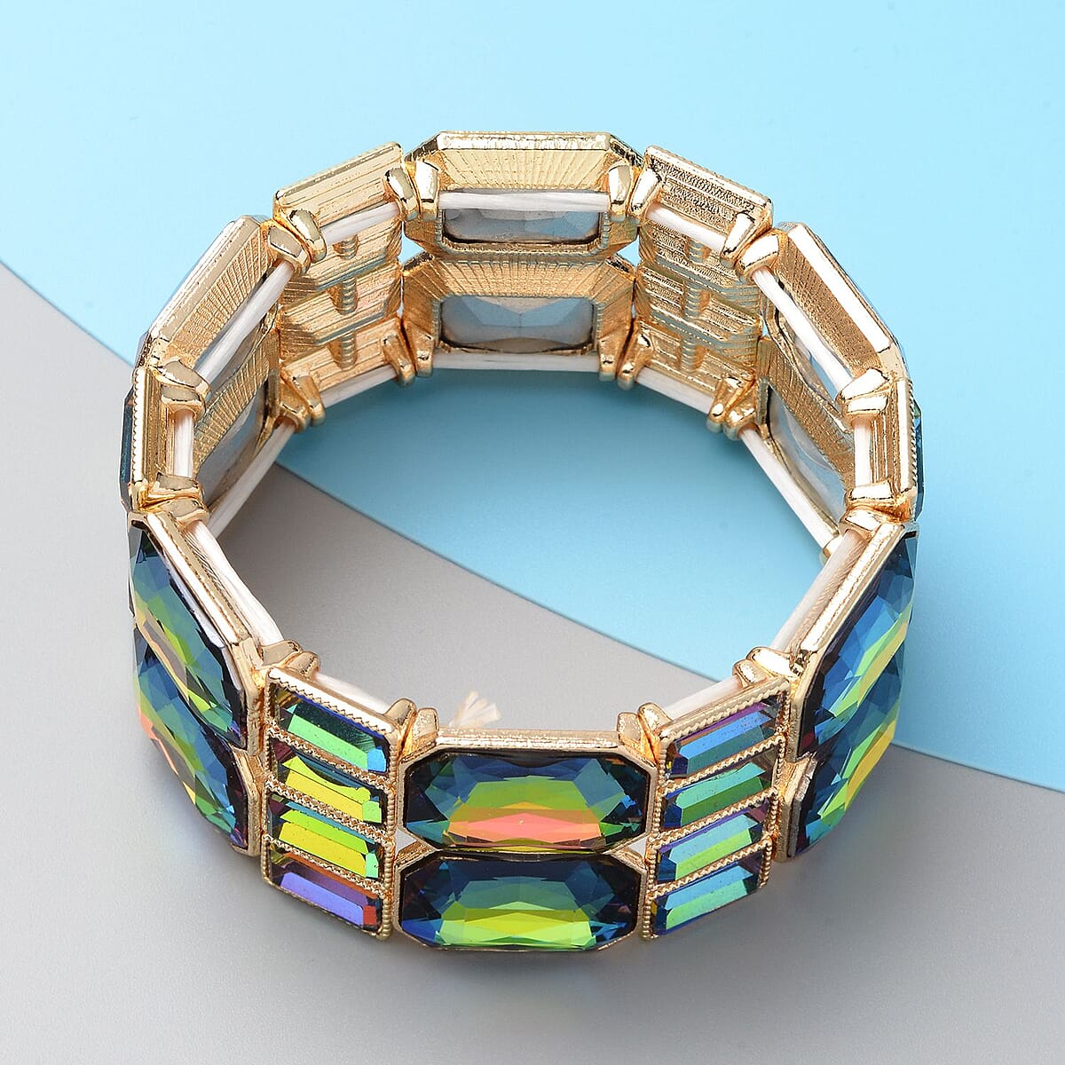 Simulated Magic Color Diamond Bracelet in Goldtone (6.50 In) image number 1