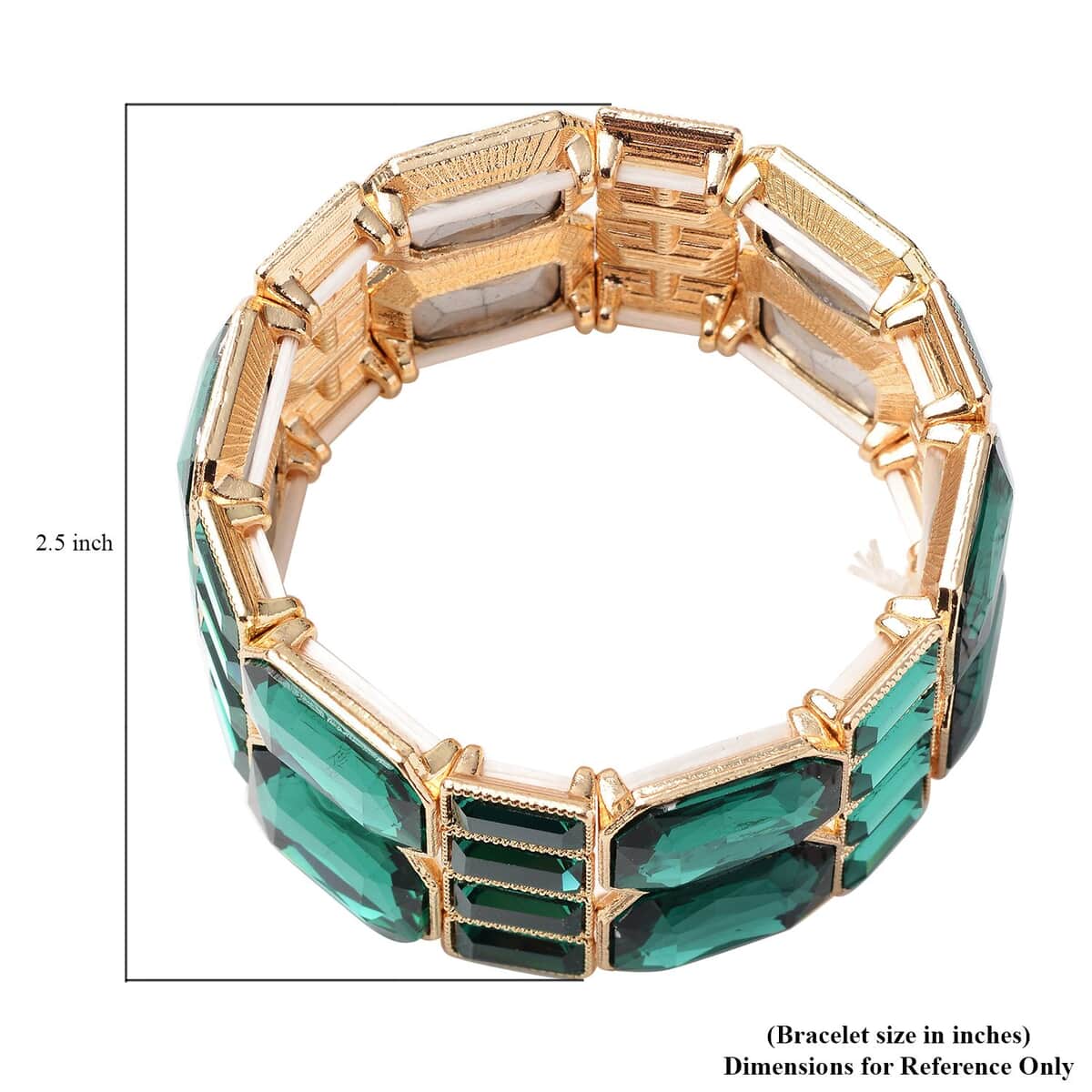 Simulated Green Diamond Bracelet in Goldtone (6.50 In) image number 2