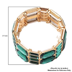Simulated Green Diamond Bracelet in Goldtone (6.50 In)