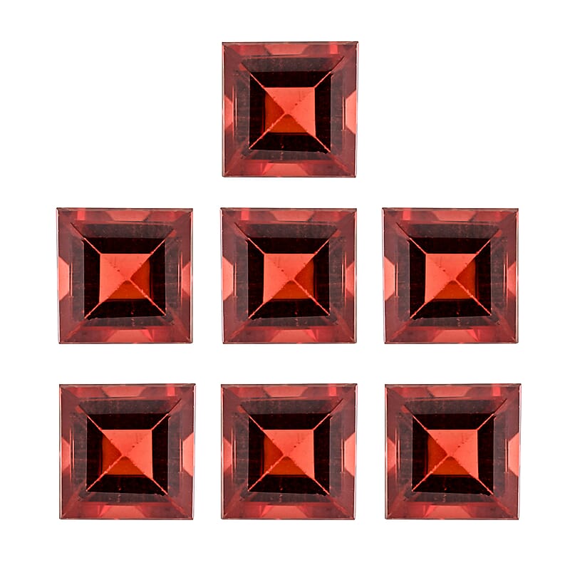 AAA Imperial Fire Garnet Set of 7 (Sqr 6 mm) 8.50 ctw Loose gemstone (Del. in 7-10 Days)
