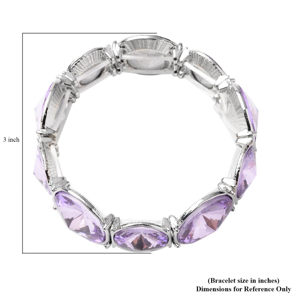 Purple Glass Bracelet in Silvertone (7.00 In) image number 2