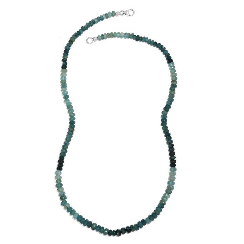 Shades of Grandidierite Beaded Necklace 20 Inches in Sterling Silver 116.65 ctw