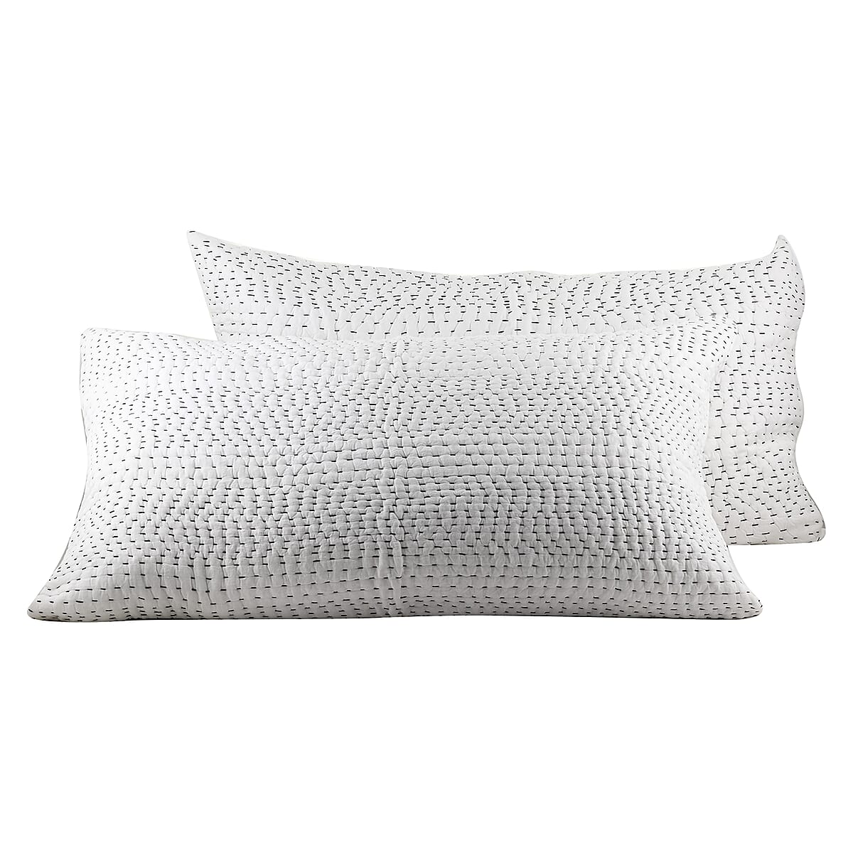 Cloud9 Luxury Bedding Collection, Ivory Quilt and Matching Shams with Navy Pick Stitch Design - Queen , Microfiber Quilt Set , Bed Comforter Set , Bedding Set image number 5