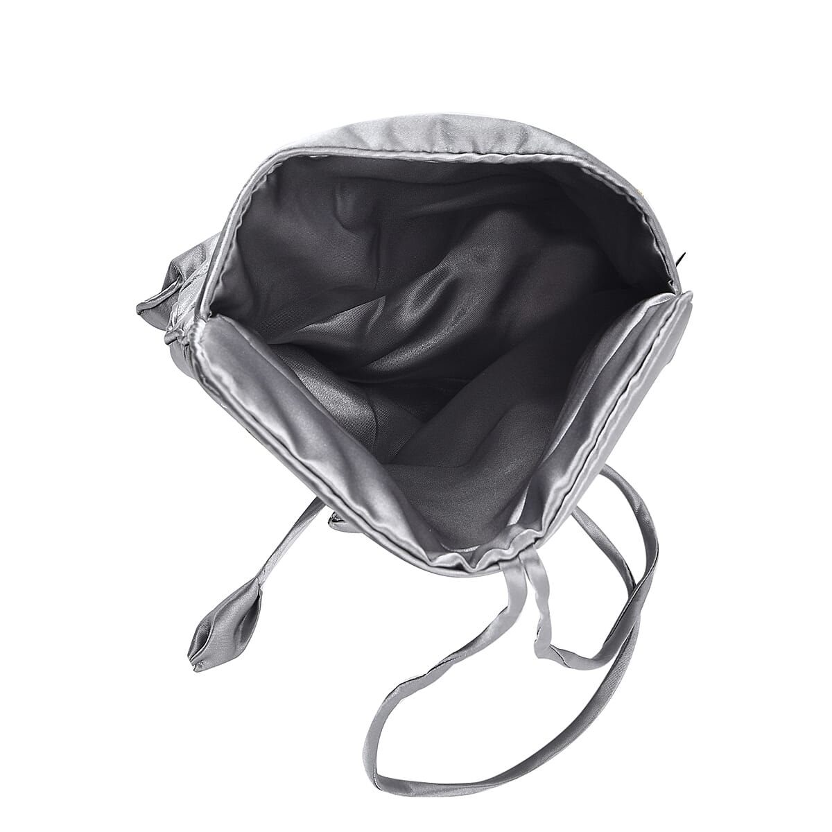 Livmore Gray Floral Embroidery Pattern Satin Travel Jewelry Roll Organizer image number 6