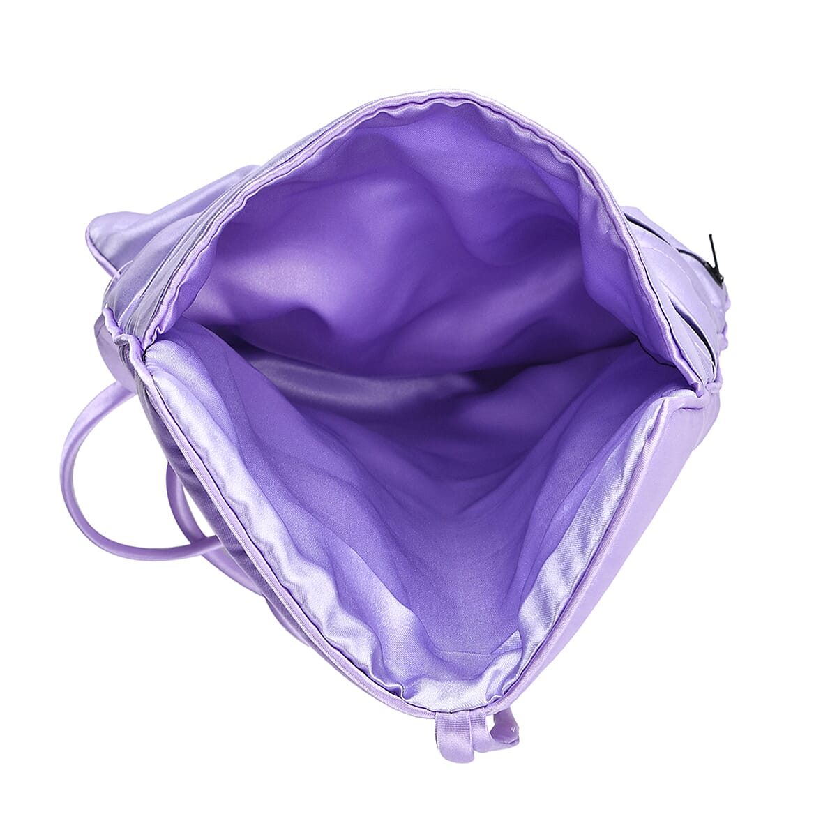 Livmore Light Purple Floral Embroidery Pattern Satin Travel Jewelry Roll Organizer image number 6