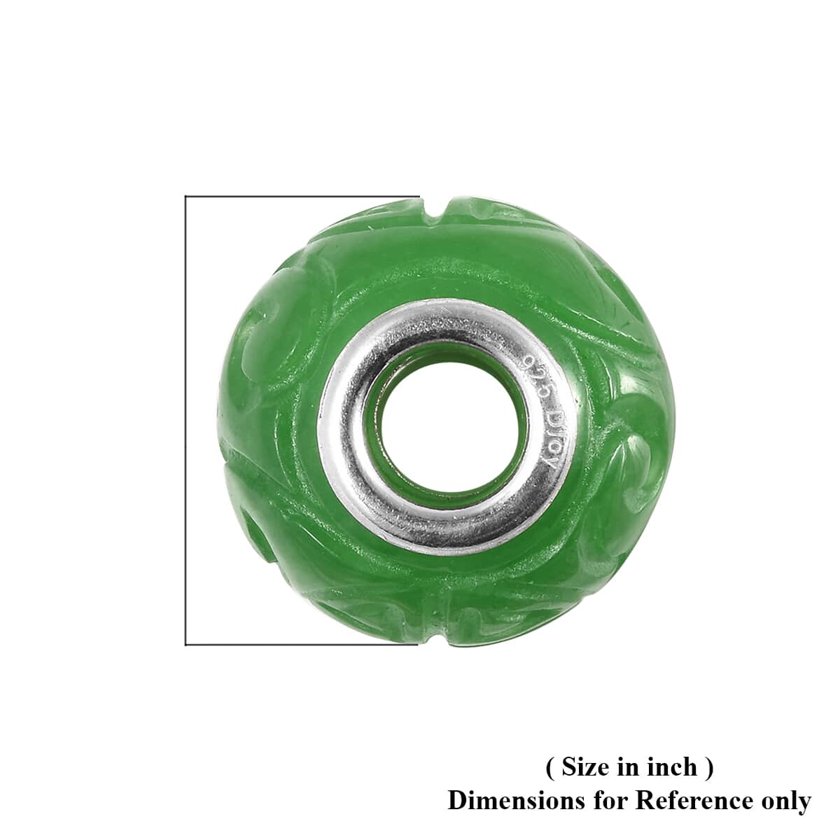 Charmes D'Joy Green Jade Carved 13-15mm Beaded Charm in Rhodium Over Sterling Silver 18.00 ctw image number 3