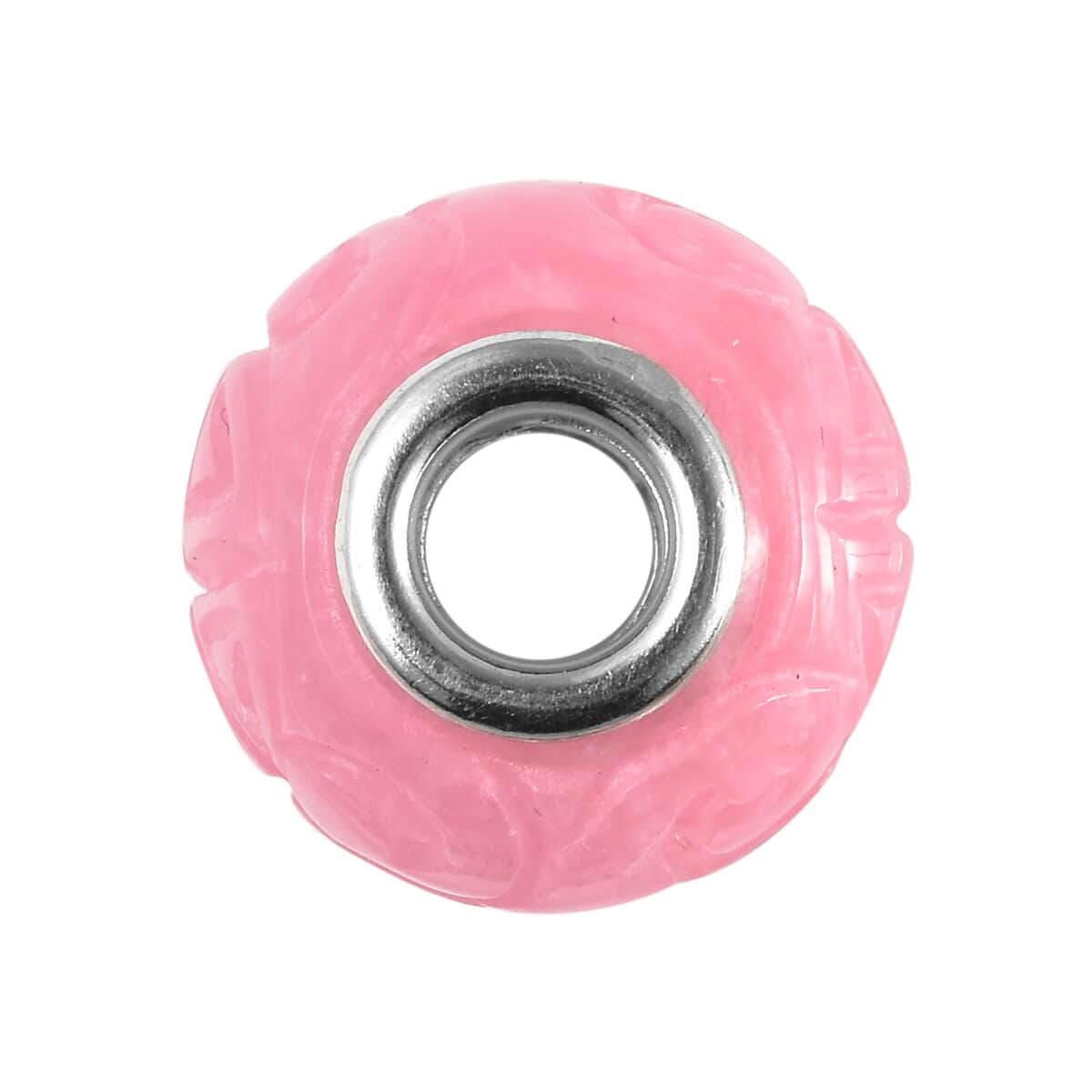 Charmes D'Joy Pink Jade Carved 13-15mm Beaded Charm in Rhodium Over Sterling Silver 18.00 ctw image number 4