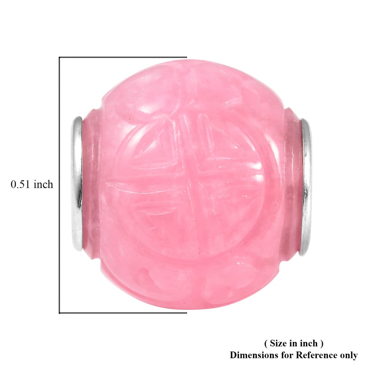 Charmes D'Joy Pink Jade Carved 13-15mm Beaded Charm in Rhodium Over Sterling Silver 18.00 ctw image number 5