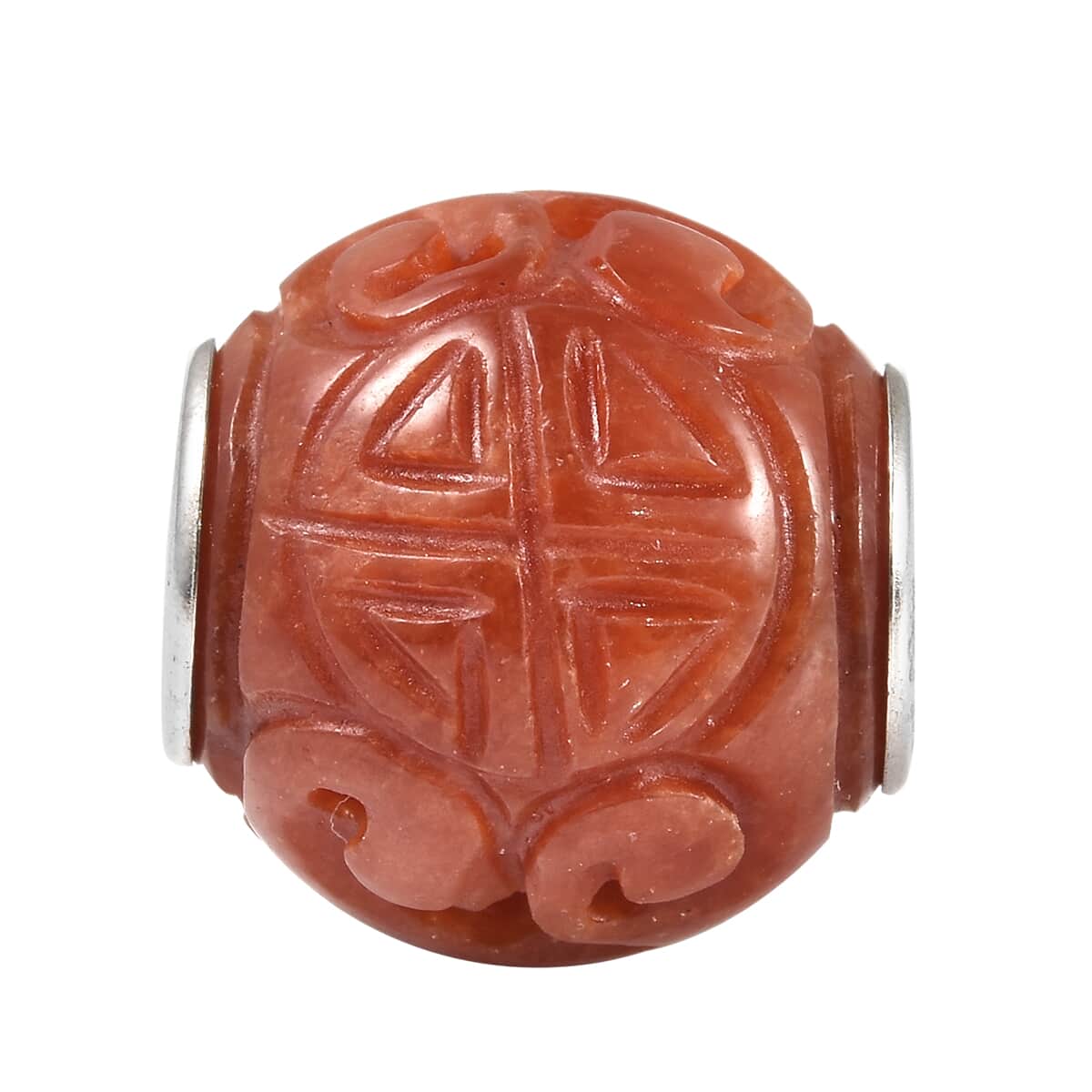 Charmes D'Joy Red Jade Carved 13-15mm Beaded Charm in Rhodium Over Sterling Silver 16.50 ctw image number 0