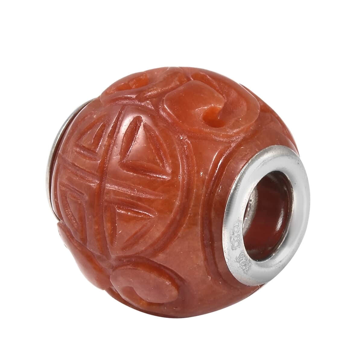 Charmes D'Joy Red Jade Carved 13-15mm Beaded Charm in Rhodium Over Sterling Silver 16.50 ctw image number 2