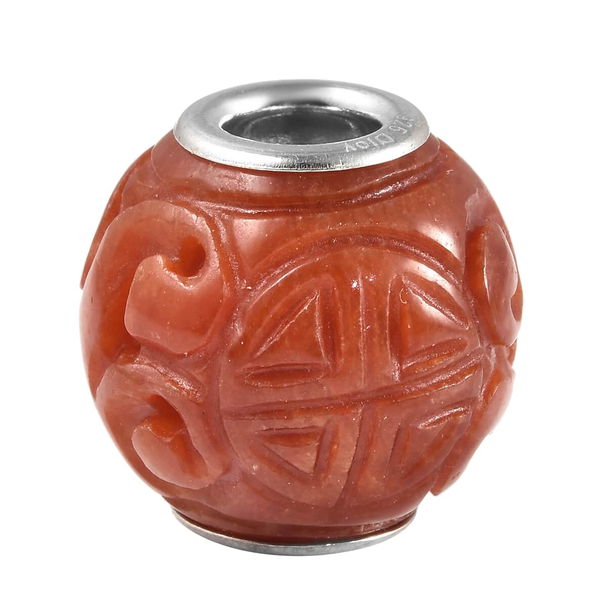 Charmes D'Joy Red Jade Carved 13-15mm Beaded Charm in Rhodium Over Sterling Silver 16.50 ctw image number 3