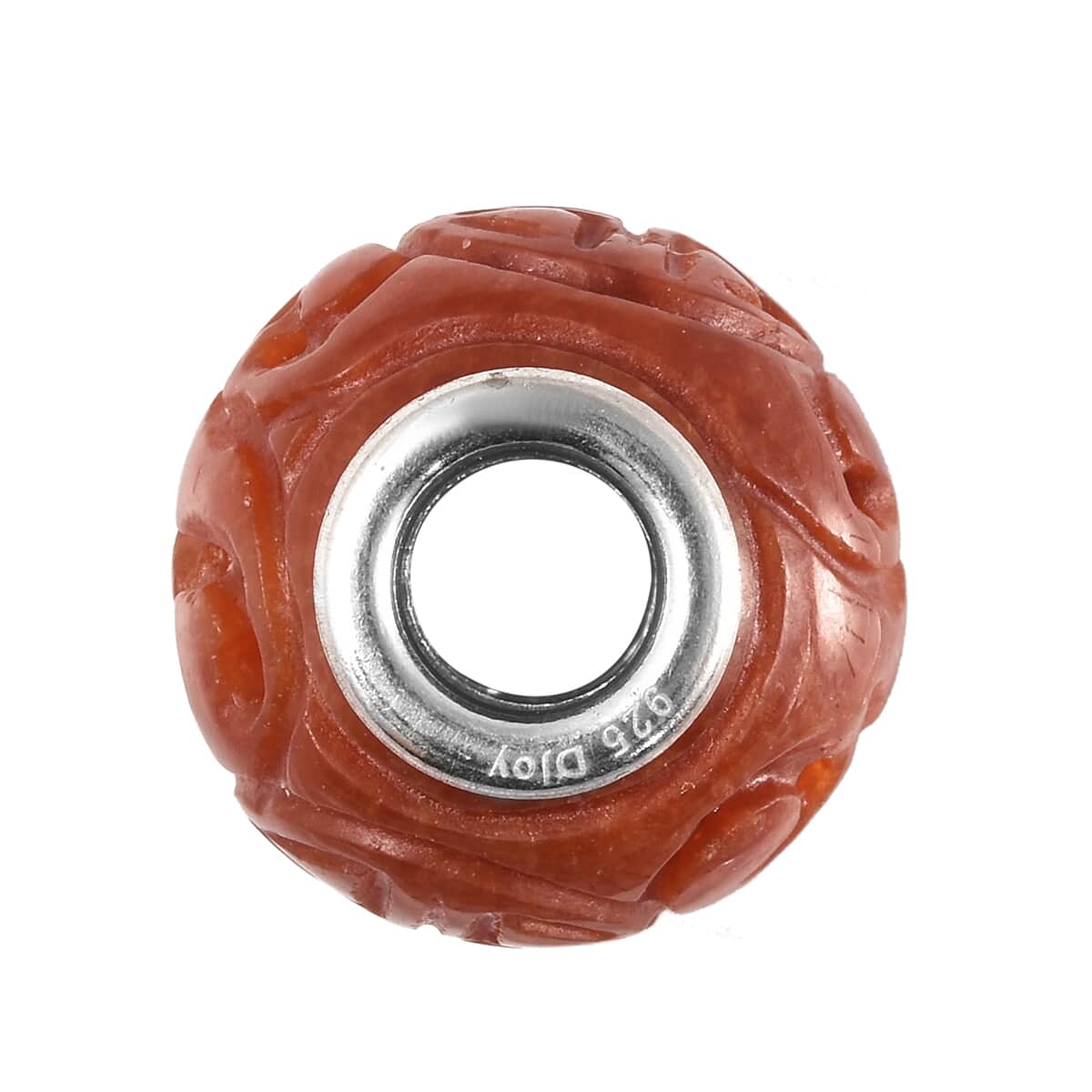 Charmes D'Joy Red Jade Carved 13-15mm Beaded Charm in Rhodium Over Sterling Silver 16.50 ctw image number 4