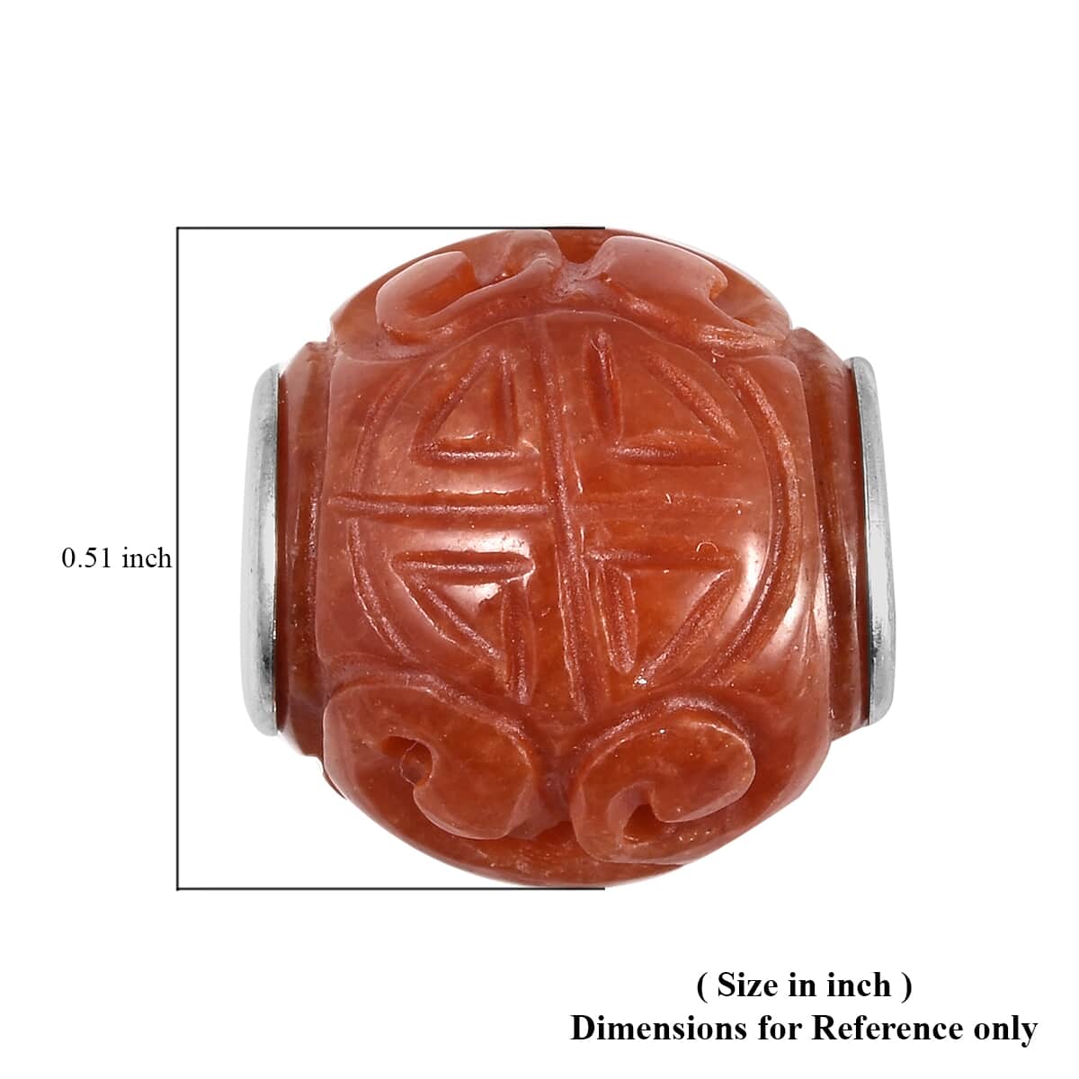 Charmes D'Joy Red Jade Carved 13-15mm Beaded Charm in Rhodium Over Sterling Silver 16.50 ctw image number 5