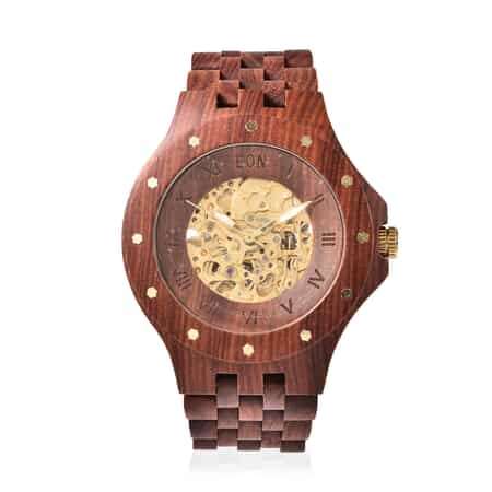 Eon 1962 Automatic Mechanical Watch in ION Plated YG Stainless Steel with Brownish Red Sandalwood Strap 263.50 ctw image number 0