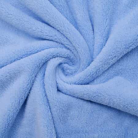 HOMESMART Set of 2 Blue Solid Color Microfiber Bath Towel image number 5