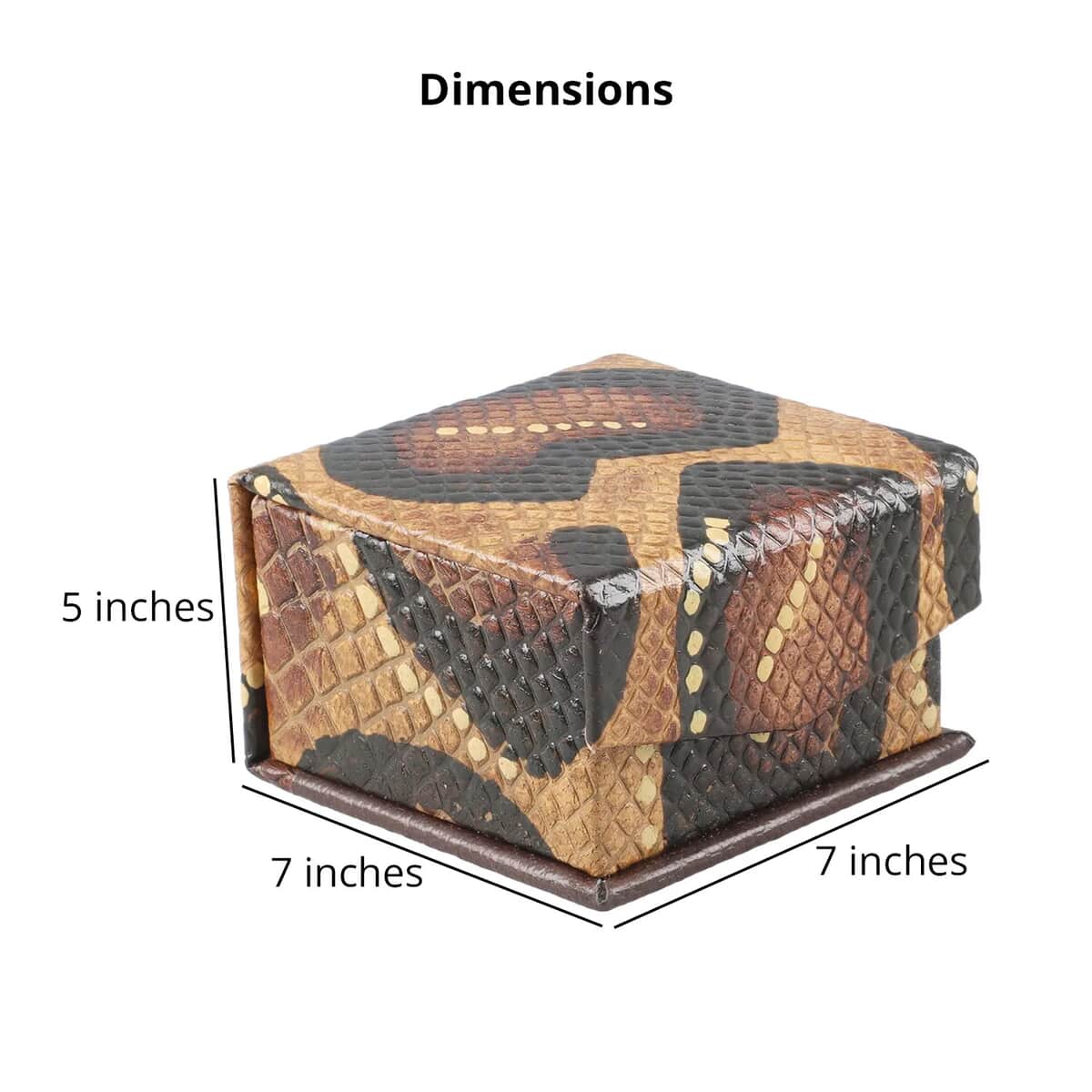 "GENUINE LEATHER EMBOSSED SINGLE RING BOX. Colour Brown Animal Print  Size 7x7x5" image number 4