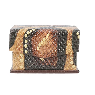 Brown Python Embossed Genuine Leather Ring Box
