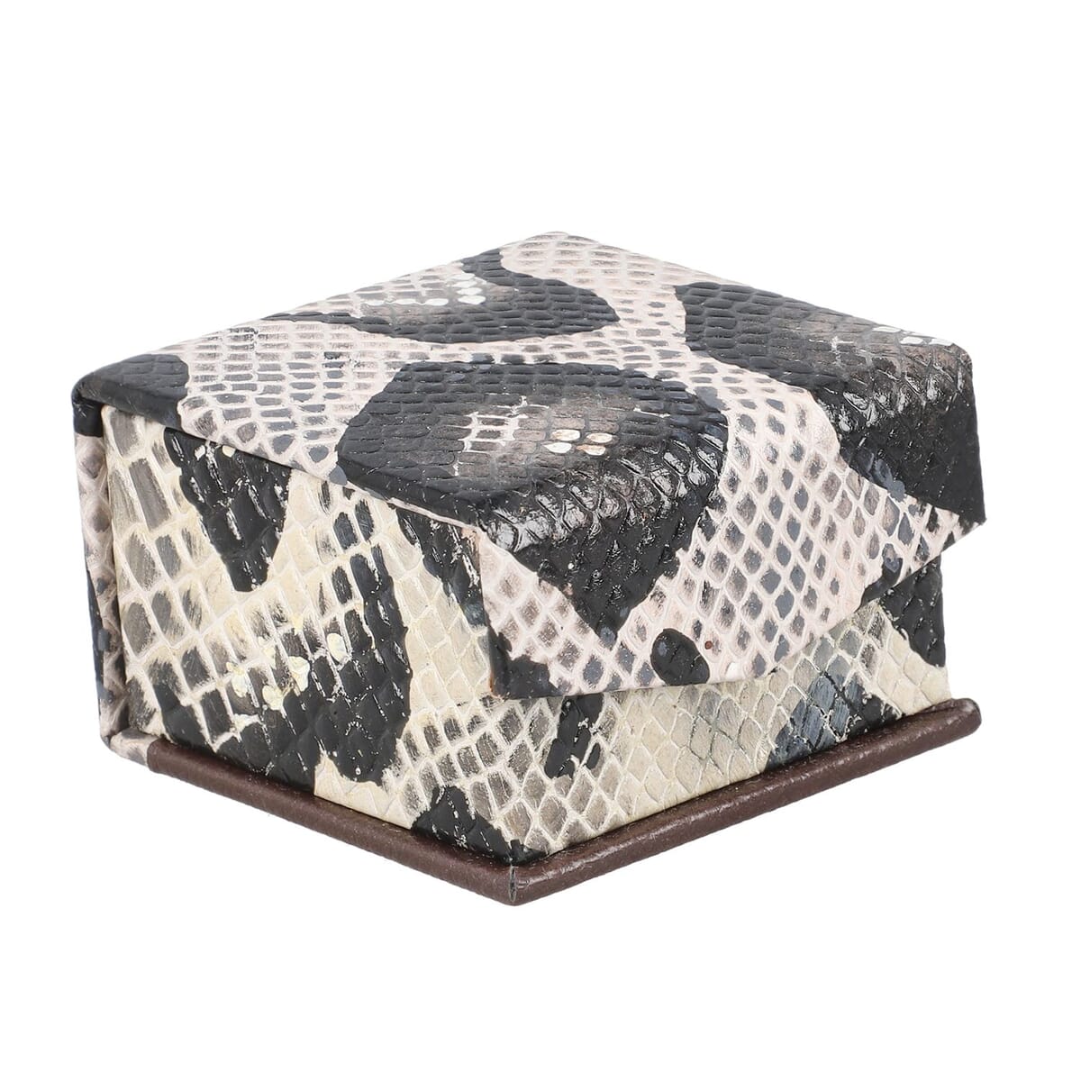 Black & White Python Embossed Genuine Leather Ring Box image number 0