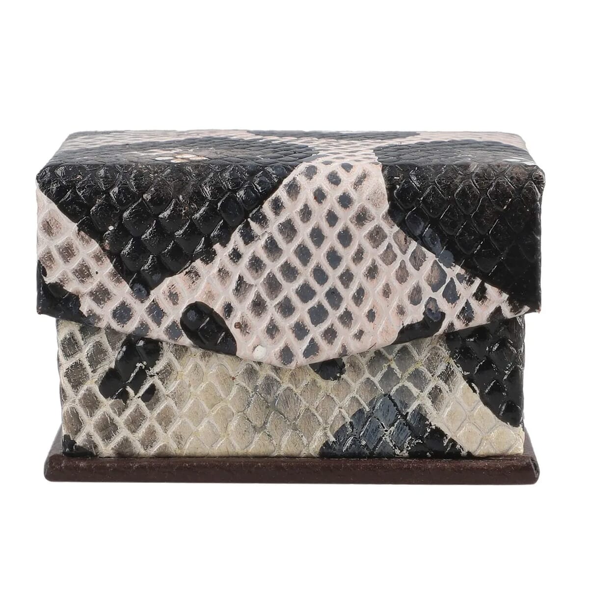 Black & White Python Embossed Genuine Leather Ring Box image number 5
