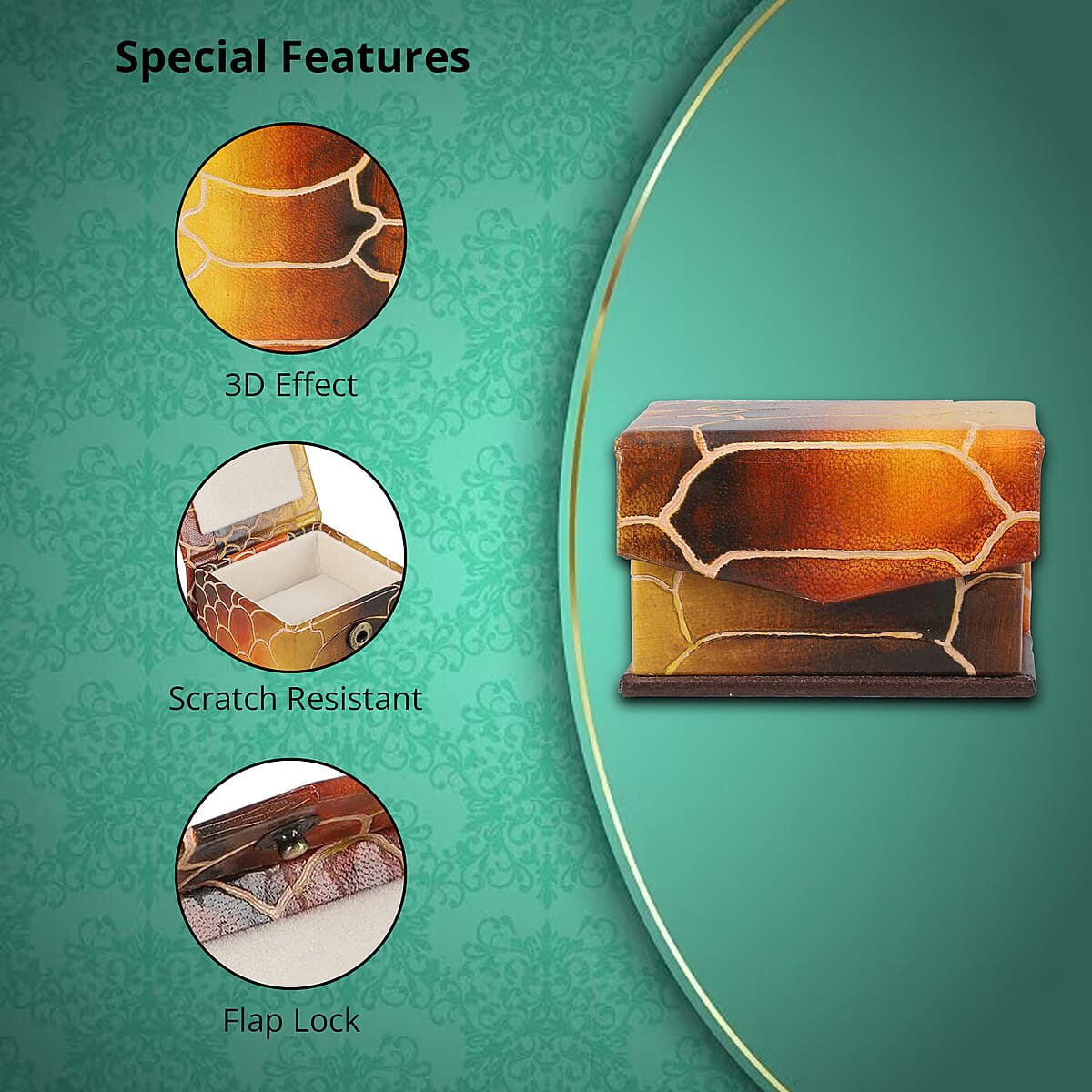 Tan Python Embossed Genuine Leather Ring Box image number 2