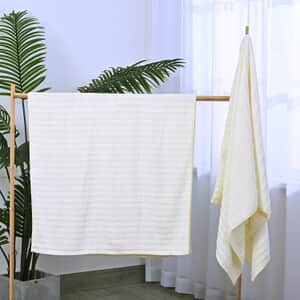 Homesmart Set of 2 White Solid Color Bamboo Bath Towel